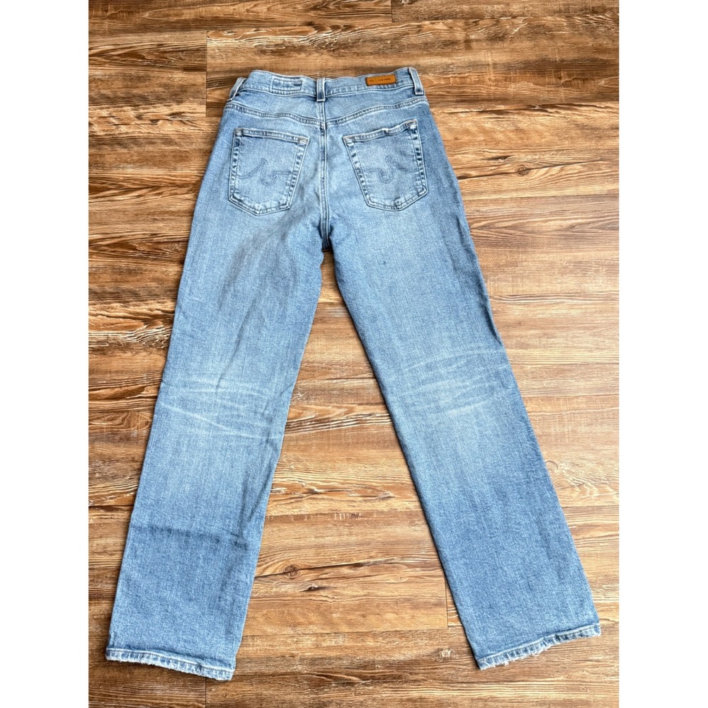 AG Adriano Goldschmied High Rise Straight Leg Jeans Light Wash Blue Size 27